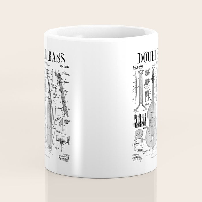 Double Bass Player Bassist Musical Instrument Vintage Patent Coffee Mug Gallery Image 4