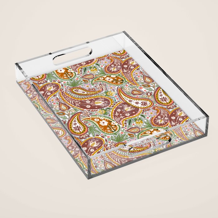 Rustic Paisley Delight Acrylic Tray Gallery Image 1