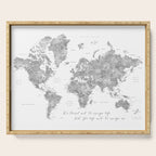 We travel not to escape life grayscale world map Serving Tray Gallery Image 1