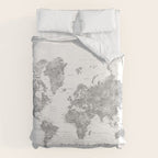 We travel not to escape life grayscale world map Duvet Cover Gallery Image 6