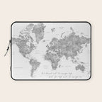 We travel not to escape life grayscale world map Laptop Sleeve Gallery Image 1