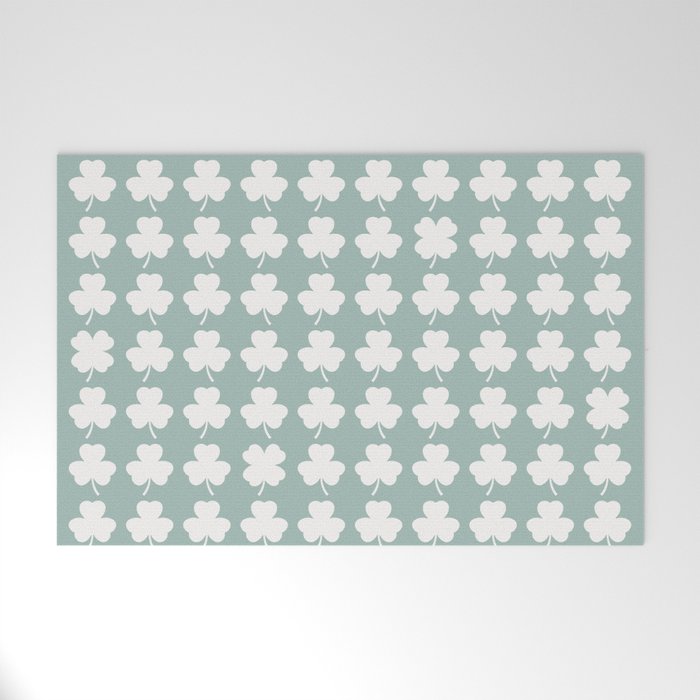 Clovers XXXI Sage Green Botanical Pattern Welcome Mat Gallery Image 1