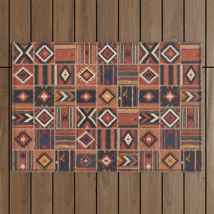 Geometric Tribal Patchwork Rug Design Outdoor Rug Gallery Image 1