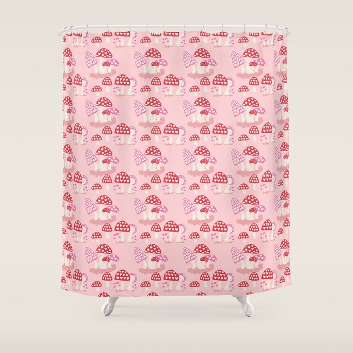Valentine Mushrooms Shower Curtain Gallery Image 1