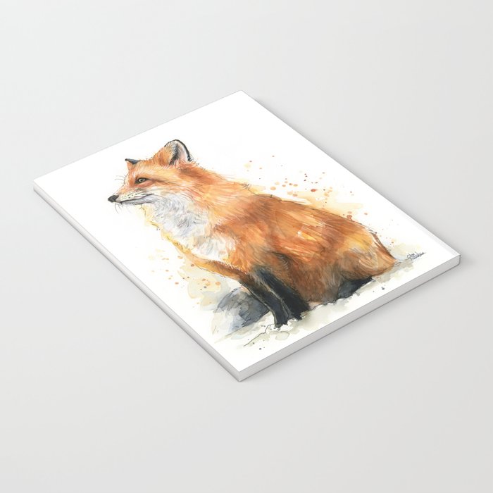Fox Watercolor Red Fox Painting Notebook Gallery Image 3