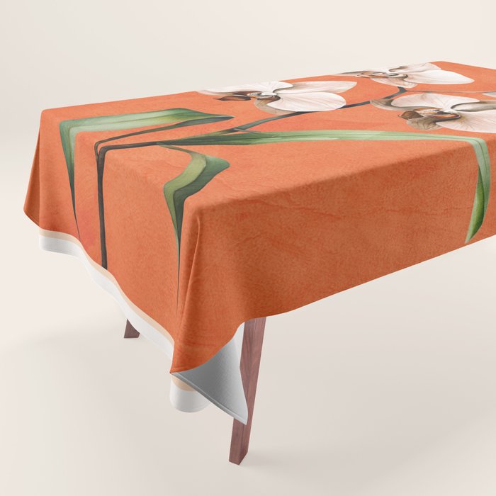 White Orchid Floral Art 3  Tablecloth Gallery Image 1