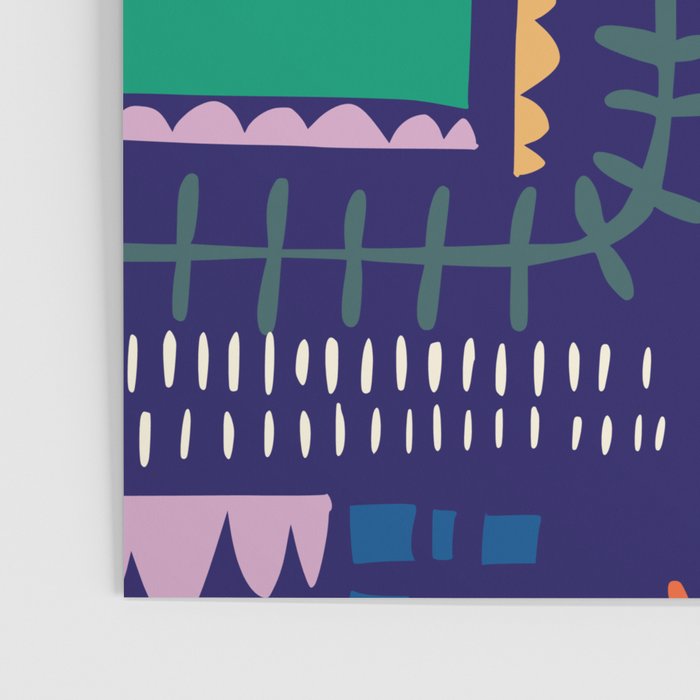 Block print geometrics blue Poster Gallery Image 3
