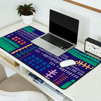 Block print geometrics blue Desk Mat Gallery Image 2