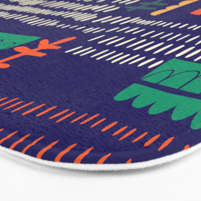 Block print geometrics blue Bath Mat Gallery Image 3