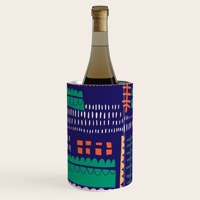 Block print geometrics blue Wine Chiller Gallery Image 2
