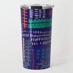 Block print geometrics blue Travel Mug Gallery Image 1