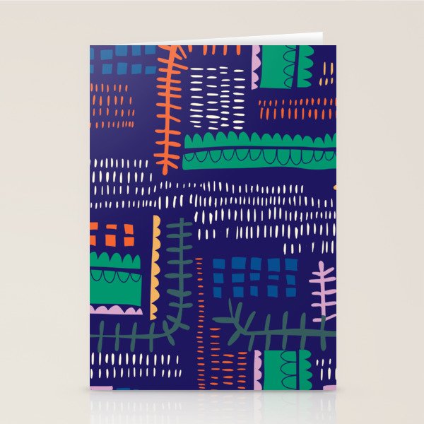 Block print geometrics blue Stationery Card Gallery Image 2