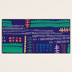 Block print geometrics blue Desk Mat Gallery Image 3