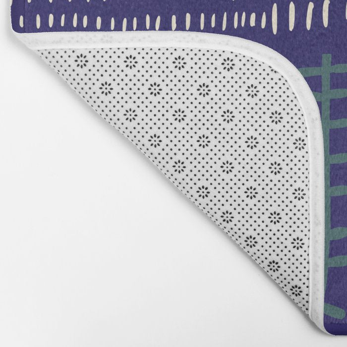 Block print geometrics blue Bath Mat Gallery Image 2