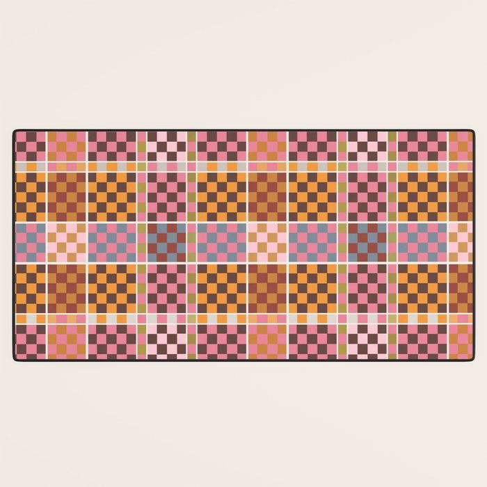 Vibrant Checkered Grid Desk Mat Gallery Image 3