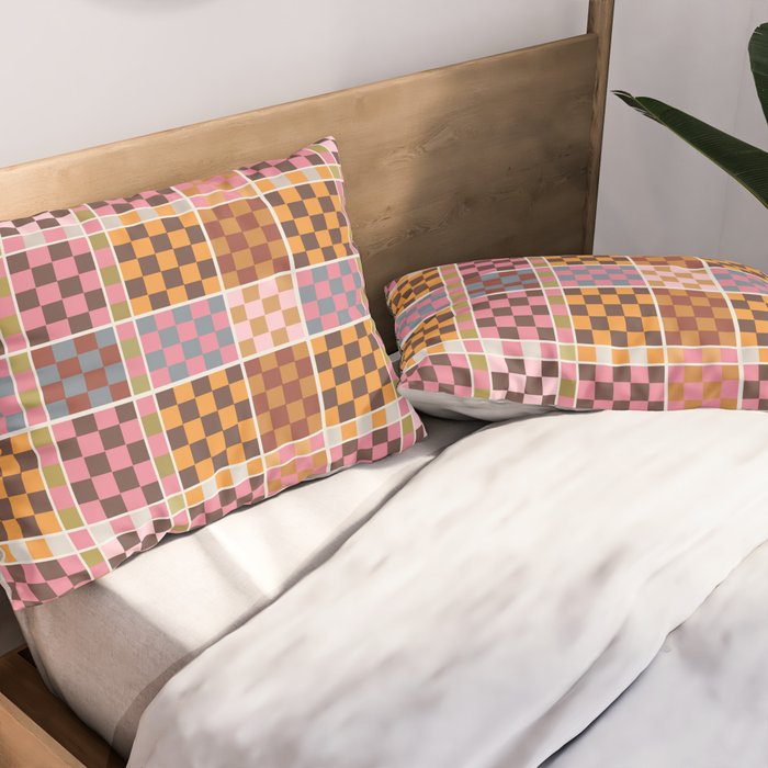 Vibrant Checkered Grid Pillow Sham Gallery Image 2
