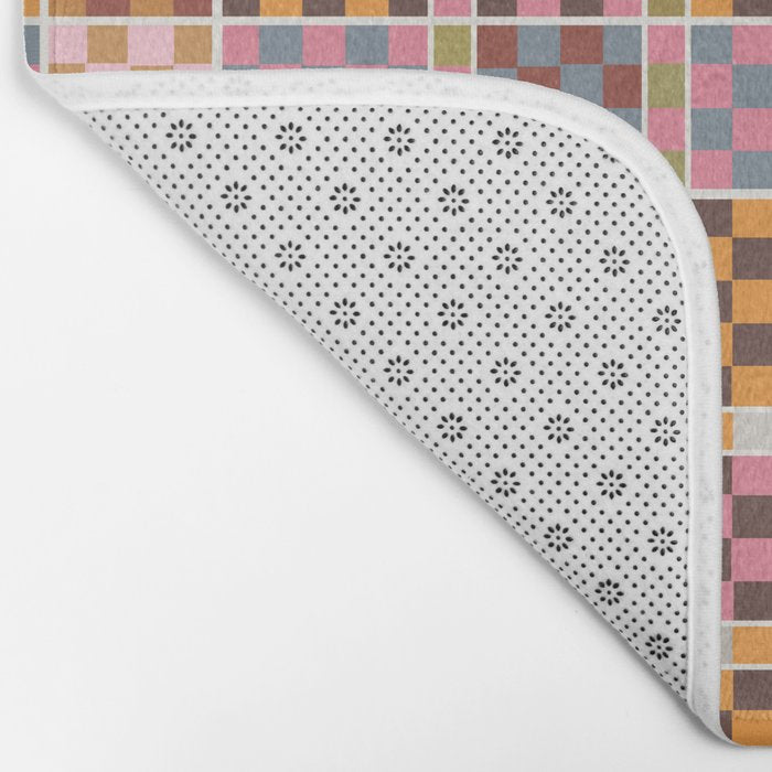 Vibrant Checkered Grid Bath Mat Gallery Image 2