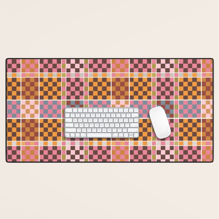 Vibrant Checkered Grid Desk Mat Gallery Image 1