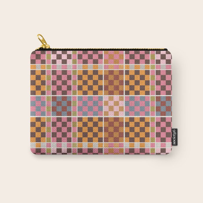 Vibrant Checkered Grid Carry All Pouch Gallery Image 1