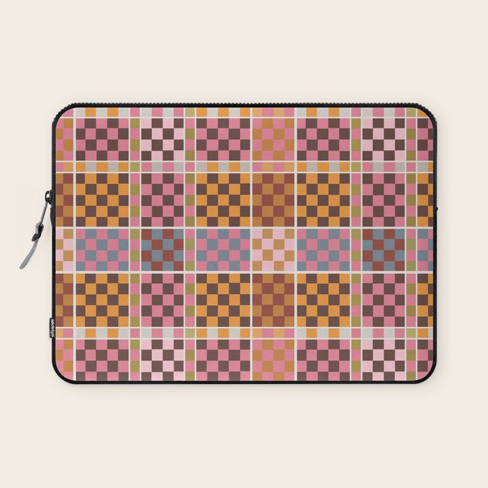Vibrant Checkered Grid Laptop Sleeve Gallery Image 1