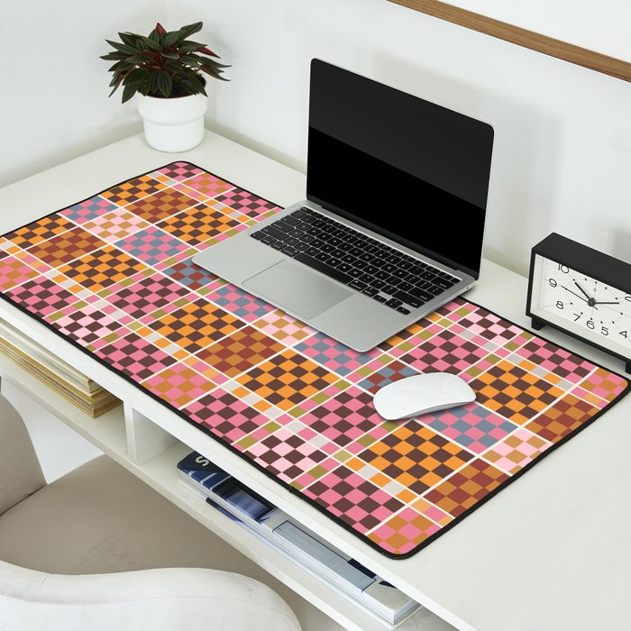 Vibrant Checkered Grid Desk Mat Gallery Image 2