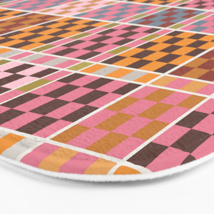 Vibrant Checkered Grid Bath Mat Gallery Image 3
