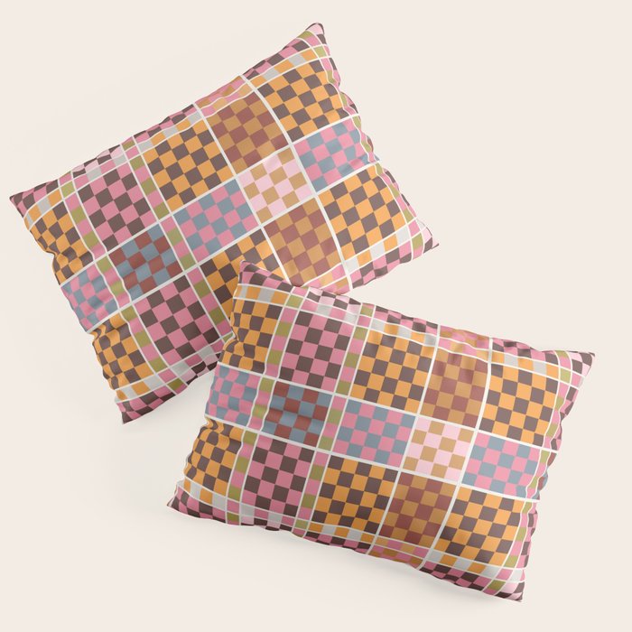 Vibrant Checkered Grid Pillow Sham Gallery Image 3