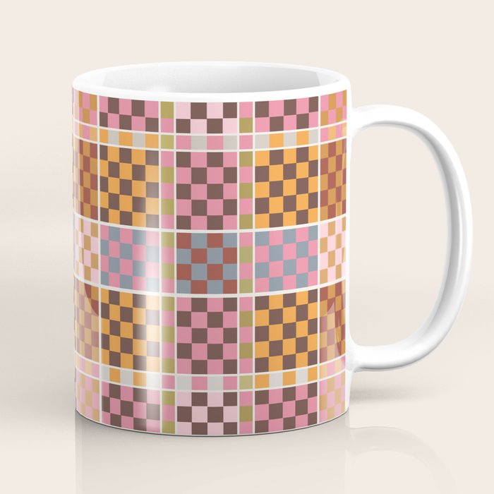 Vibrant Checkered Grid Coffee Mug Gallery Image 1