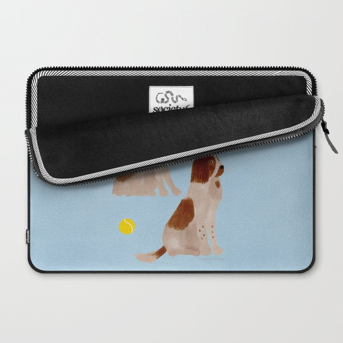 Dogs and a Tennis Ball - Brown and Blue Laptop Sleeve Gallery Image 2