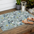 City life blocks blue teal Outdoor Rug Gallery Image 2