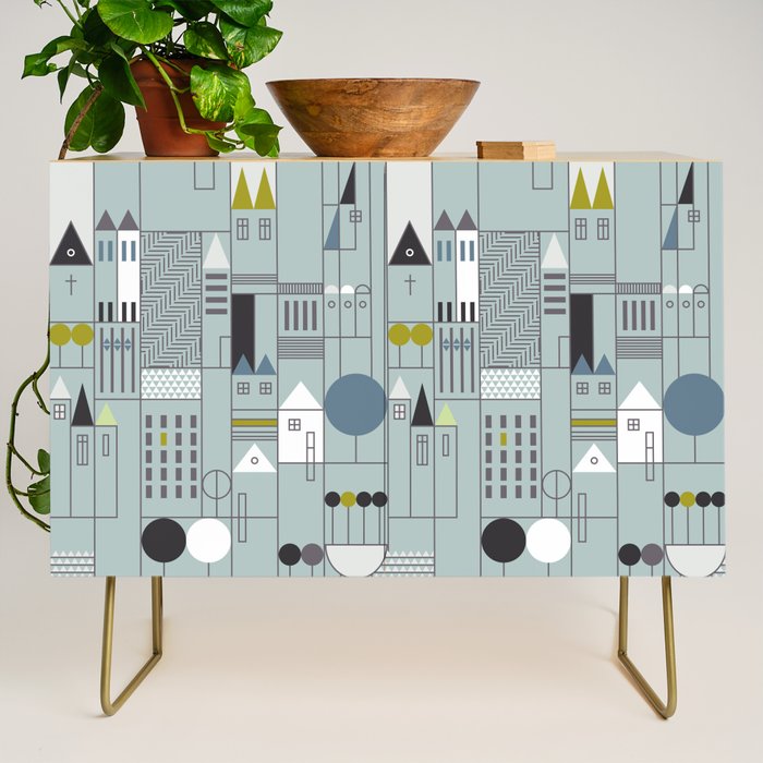 City life blocks blue teal Credenza Gallery Image 1