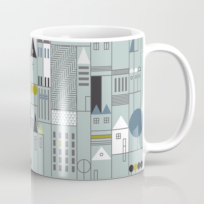 City life blocks blue teal Coffee Mug Gallery Image 1