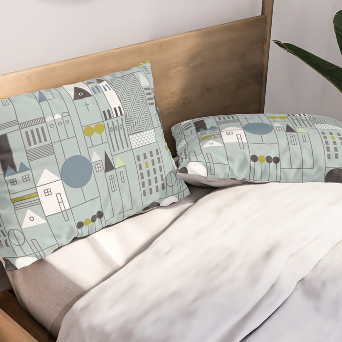 City life blocks blue teal Pillow Sham Gallery Image 2
