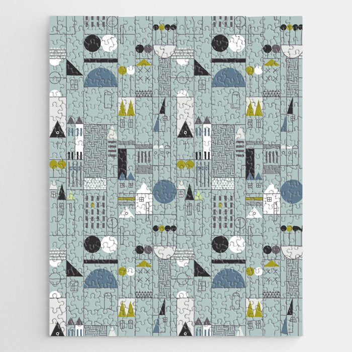 City life blocks blue teal Jigsaw Puzzle Gallery Image 1