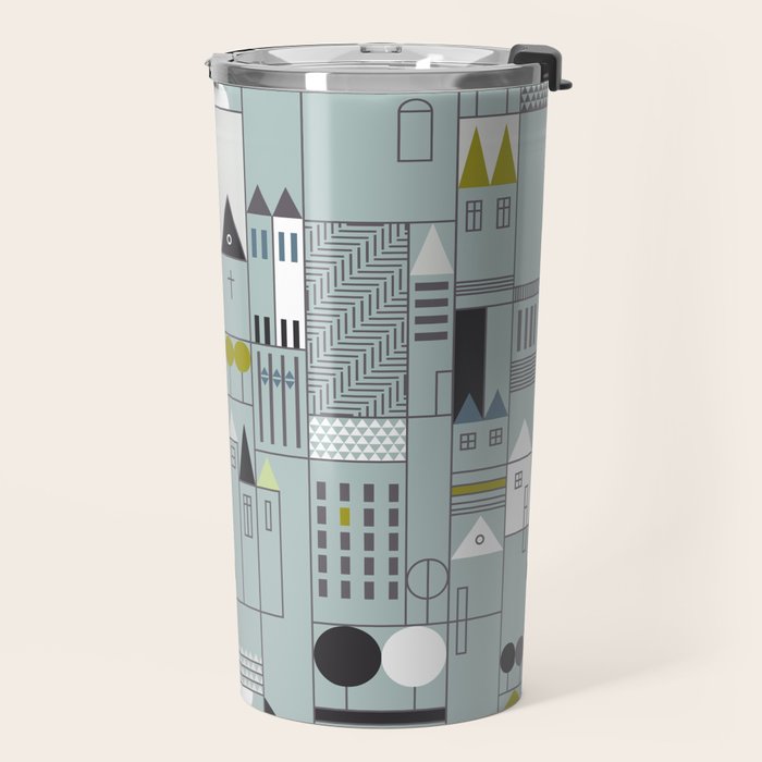 City life blocks blue teal Travel Mug Gallery Image 2