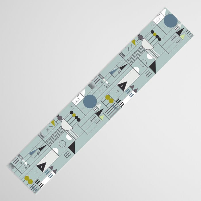 City life blocks blue teal Table Runner Gallery Image 3