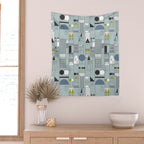 City life blocks blue teal Wall Tapestry Gallery Image 2