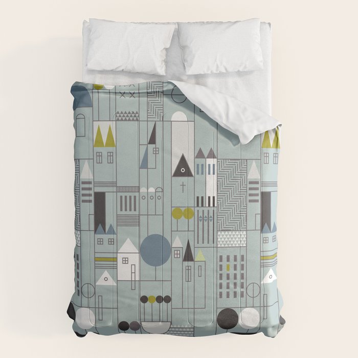 City life blocks blue teal Comforter Gallery Image 6