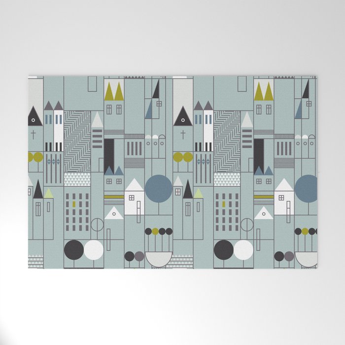 City life blocks blue teal Welcome Mat Gallery Image 1