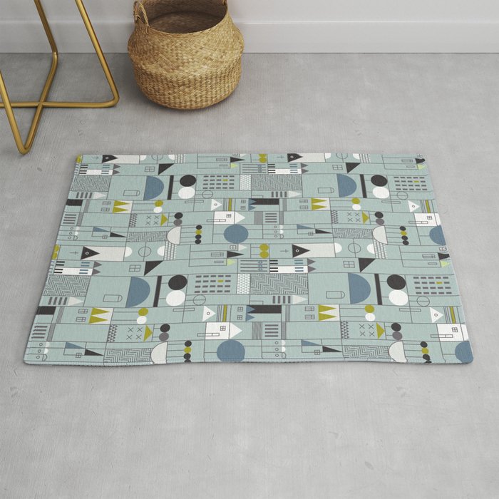 City life blocks blue teal Rug Gallery Image 1