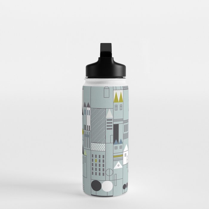 City life blocks blue teal Water Bottle Gallery Image 3