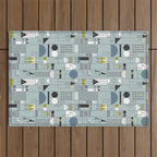 City life blocks blue teal Outdoor Rug Gallery Image 1