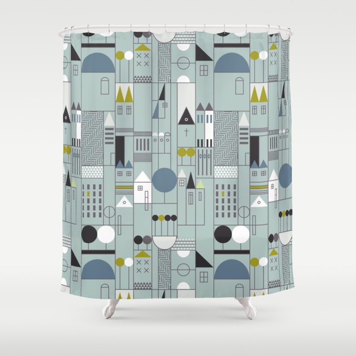 City life blocks blue teal Shower Curtain Gallery Image 1