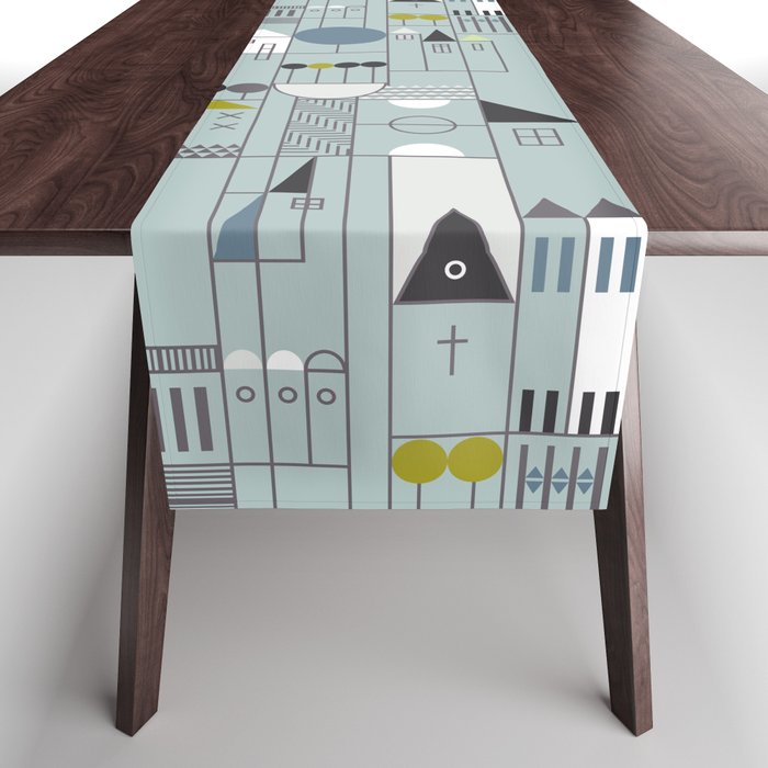 City life blocks blue teal Table Runner Gallery Image 1