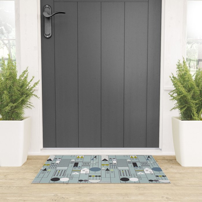 City life blocks blue teal Welcome Mat Gallery Image 3