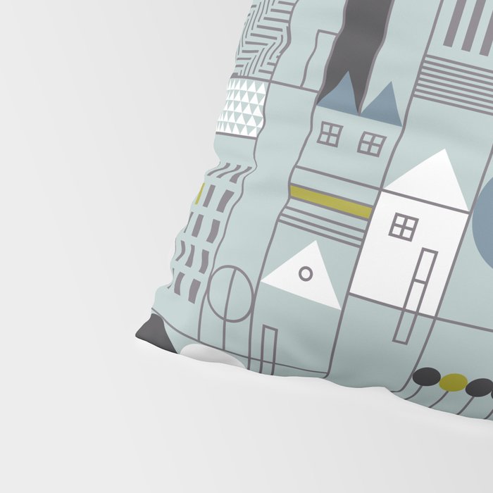 City life blocks blue teal Pillow Sham Gallery Image 4