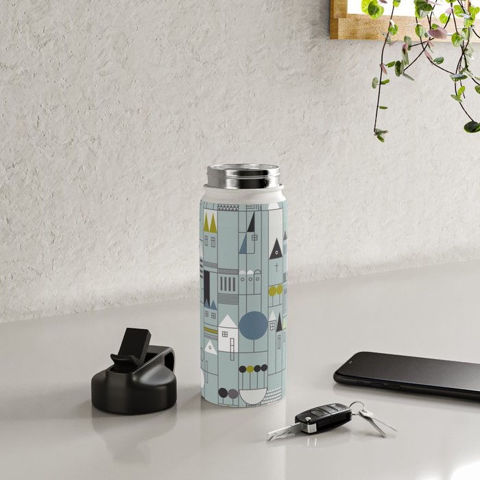 City life blocks blue teal Water Bottle Gallery Image 4
