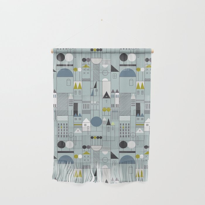City life blocks blue teal Wall Hanging Gallery Image 1