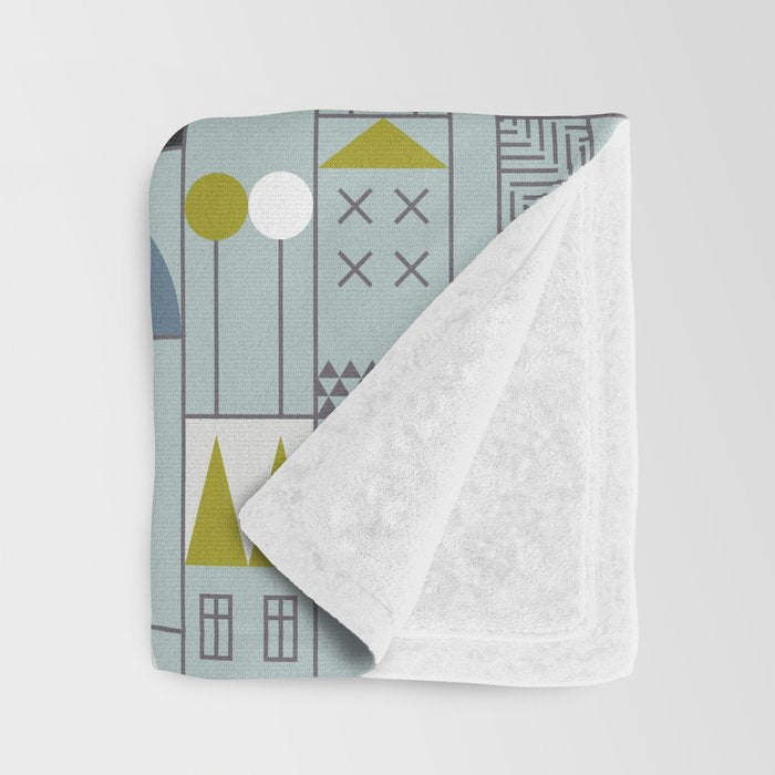 City life blocks blue teal Throw Blanket Gallery Image 3