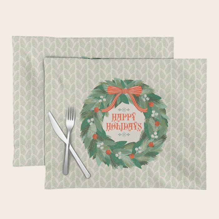 Happy Holidays Christmas Wreath Placemat Gallery Image 1